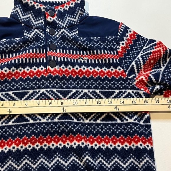 Vineyard Vines Boys Fair Isle Snap Button Fleece Pullover Sweater Whale M 12-14 - Picture 12 of 15